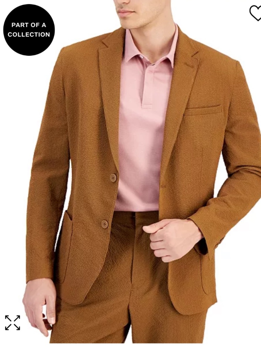 Alfani Men's Brown Textured Two-Piece Suit - Relaxed Tailored Style.